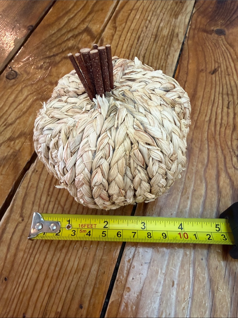 Handwoven Natural Raffia Pumpkin Home Accent